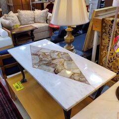 ② アンティーク 大理石天板テーブル 真鍮脚◆幅100㎝×奥行50㎝×高さ44㎝ 検) ロイズ アンティークス★近隣配送無料 買取帝国 朝霞店の画像