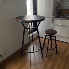 ハイテーブル丸型スチールフレーム セット