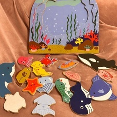 2層パズル フィッシング エドインター　魚釣りができる木製パズルの画像