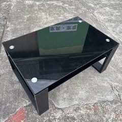 ガラスローテーブル　黒　60×90cm