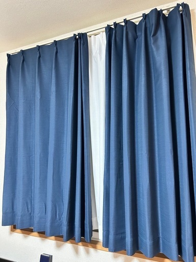カーテン　ネイビー、レールカーテンセット