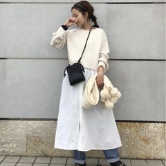 GU チャンキーニットシャツコンビネーションワンピースの画像