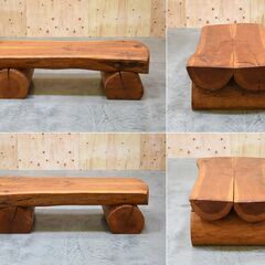 ≪zyt1959ジ≫ ブックマッチ丸太ベンチ 幅150cm Centennial Log Homes? レッドシダー? ログハウス/アウトドア/ダブル/幅広/ワイド/キャンプ場/管理釣り場/エリアトラウト/北米/北欧/椅子/チェア/中古家具/宮城県仙台市 70130-10の画像