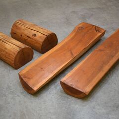 ≪zyt1959ジ≫ ブックマッチ丸太ベンチ 幅150cm Centennial Log Homes? レッドシダー? ログハウス/アウトドア/ダブル/幅広/ワイド/キャンプ場/管理釣り場/エリアトラウト/北米/北欧/椅子/チェア/中古家具/宮城県仙台市 70130-10の画像