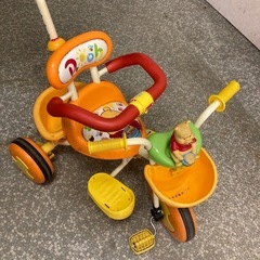 ディズニー三輪車　プーさん 三輪車　舵取り棒付き　