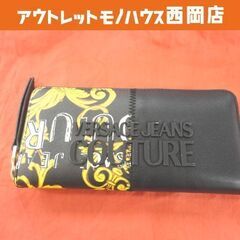 ヴェルサーチ ジーンズ 長財布 バロック ラウンドファスナー ブ...