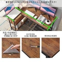 LOVNE l字デスク 机 ゲーミングデスク 幅110cm パソコンデスク PCデスク ラック付き 収納 ワークデスク l字型 学習 棚付 勉強机の画像