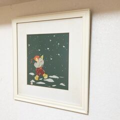 和紙はり絵【雪の日】額装付きインテリア・リビングルーム装飾・壁掛けアート「真作」季節ちぎり絵　日本美術品の画像