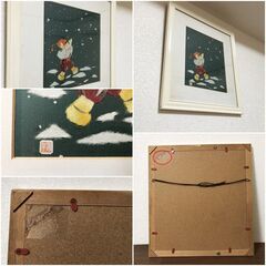 和紙はり絵【雪の日】額装付きインテリア・リビングルーム装飾・壁掛けアート「真作」季節ちぎり絵　日本美術品の画像