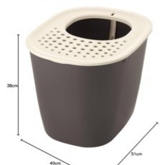 リッチェル 猫用トイレ本体 [中古]ラプレ 砂取りネコトイレ ダークグレーの画像