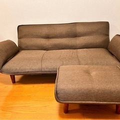 取引中【美品】3人掛けリクライニングソファ＋オットマン