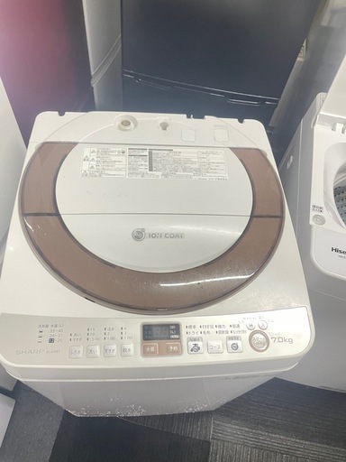 北九州市内配送無料 保証付き 洗濯機Ag+イオンコートSHARP ES-A70E9-N