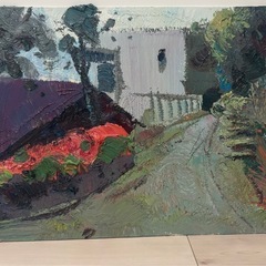 油絵「田舎の小道」 の画像