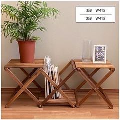 アカシア ウッドラック / 木製ラック 【 3段 横幅600mm 】ワイドタイプ 折りたたみ できる 組み立て かんたん の画像