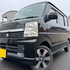 オートマ車‼️月々9千円〜分割可‼️働くくるま軽バン入りました！車検2年付き！【名義変更代込み】大人気☆スズキ エブリイワゴン☆Bluetoothナビ付き☆走行中DVD見れます☆両側スライドドア☆ドラレコ付き☆社外アルミ☆実用性がバツグン！事故修復歴無し☆そのまま乗って帰れます！の画像