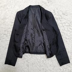 LIVIN' ALONE スカートスーツセットアップ ストライプ 黒色 7 S相当 レディースの画像
