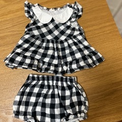 チェック柄フリル付きベビー服セット 70cm