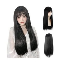 【新品】かつら ロング ストレート ブラック ウィッグ 黒 真っ直ぐ