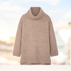 ユニクロ　UNIQLO スフレヤーンタートルネックチュニック　長袖　L