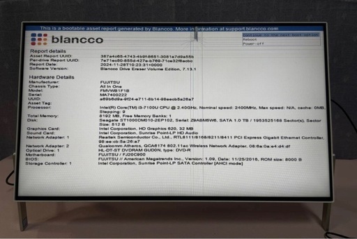 6191★FIJITSU★一体型PC★FMVWB1F1B★BIOS確認★ジャンク
