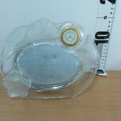 0303-024 HOYA クリスタル時計付写真立て