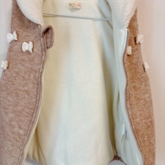 👧120cmキムラタン*ビケットクラブのリボン付きボアベスト超美品!!の画像