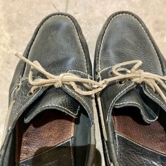 Johnston & Murphy レザー デッキシューズ 濃紺の画像