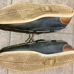 Johnston & Murphy レザー デッキシューズ 濃紺の画像