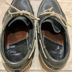 Johnston & Murphy レザー デッキシューズ 濃紺の画像