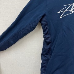 M【中古品】美品　stussy ステューシー 長袖 パーカー スウェット プルオーバー デカロゴ 刺繍ロゴ センターロゴ サイズS ネイビー フーディ 裏起毛 メッシュの画像