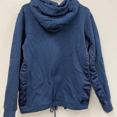 M【中古品】美品　stussy ステューシー 長袖 パーカー スウェット プルオーバー デカロゴ 刺繍ロゴ センターロゴ サイズS ネイビー フーディ 裏起毛 メッシュの画像