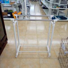 ★ジモティ割あり★  ハンガーラック 白✕シルバー H97～×D43×W90 クリーニング済み OJ8245の画像