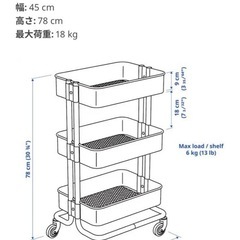 【相談中】IKEA ロースコグ ブラック キッチンワゴン ワゴン イケアの画像