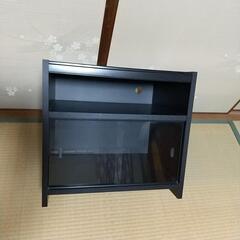 黒の木製テレビボード 引き出し付き、小型、35X48X45cm位