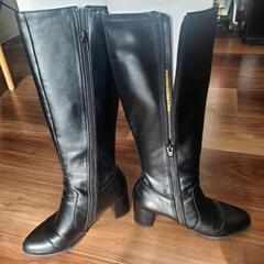 レディースロングブーツ 黒 23cm の画像