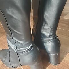 レディースロングブーツ 黒 23cm の画像