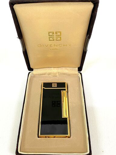 GIVENCHY 2000 ガスライター ローラー ブラック ゴールド 火花確認済み 着火確認済み 箱付き ジバンシー ジバンシィ 喫煙具