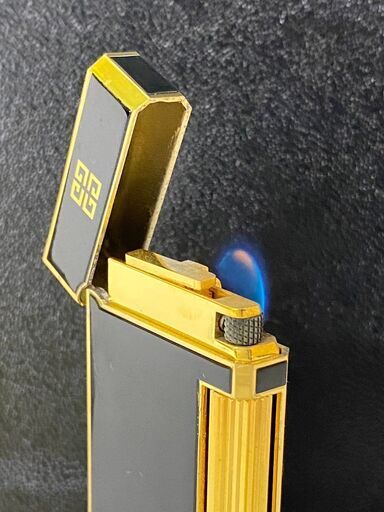GIVENCHY 2000 ガスライター ローラー ブラック ゴールド 火花確認済み 着火確認済み 箱付き ジバンシー ジバンシィ 喫