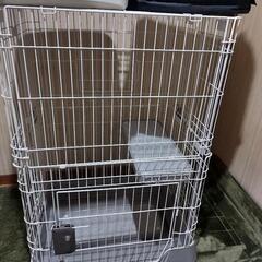 猫用、ケージ、トイレ、お出掛けリュック3点