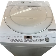 NO.2238【2020年製】SHARP シャープ 全自動電気洗濯機 ES-KS70W-W 7kg 家電 中古の画像