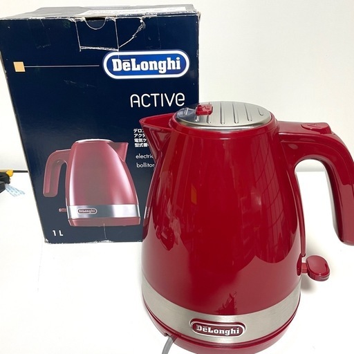 お取引先決定！美品 デロンギ アクティブ　電気ケトル KBLA 1200J-R 箱　説明書付き