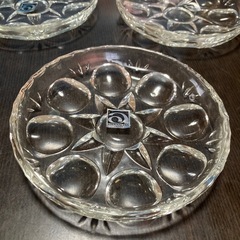 【昭和レトロ】アデリアグラス　小皿セット　ルック小皿　ヒメフォーク　5客　新品未使用　石塚硝子の画像