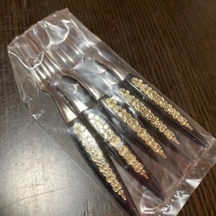 【昭和レトロ】アデリアグラス　小皿セット　ルック小皿　ヒメフォーク　5客　新品未使用　石塚硝子の画像