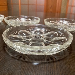 【昭和レトロ】アデリアグラス　小皿セット　ルック小皿　ヒメフォーク　5客　新品未使用　石塚硝子の画像