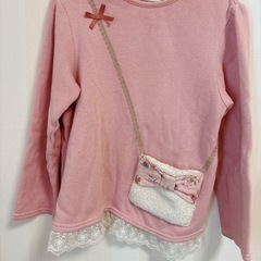 👧130cmキムラタン*ビケットクラブ裏起毛あったかペプラムトップス&あったかトレーナーset!!美品の画像
