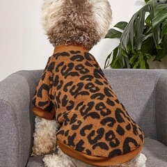 ⑥新品 犬服 もこもこレオパード XL の画像