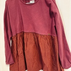 👧130cmキムラタン*n.o.u.sのペプラムトップス&イオンの赤チェックキュロットパンツset!!美品の画像