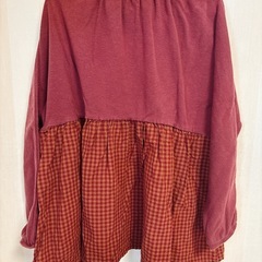 👧130cmキムラタン*n.o.u.sのペプラムトップス&イオンの赤チェックキュロットパンツset!!美品の画像
