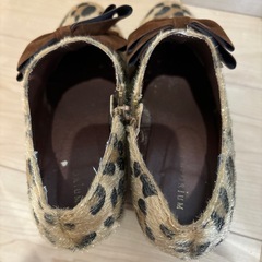 リボン付き　ヒョウ柄　ブーティー　茶色　の画像