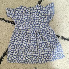 ZARA 女の子 花柄 半袖 ワンピース ブルー 80㎝の画像